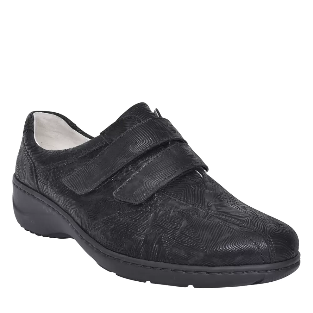 Ladies WALDLAUFER Black Kya Velcro Shoe In Black