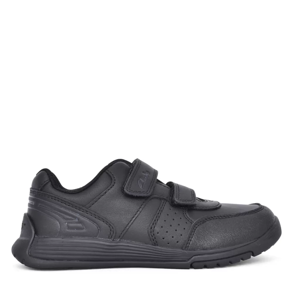 Kids CLARKS Boys Cica Star Orb K Black Velcro Shoe In Kids G Fit