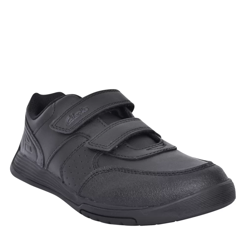 Kids CLARKS Boys Cica Star Orb K Black Velcro Shoe In Kids G Fit