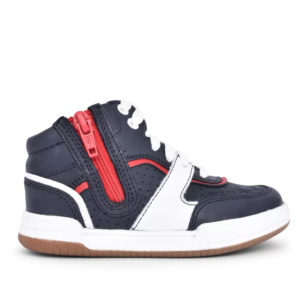 Kids CLARKS Boys Fawn Peak Navy Leather Boot In Kids G Fit