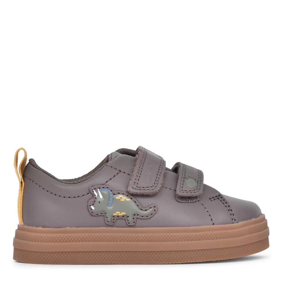Kids CLARKS Boys Nova Early Khaki Print Shoe In Kids G Fit