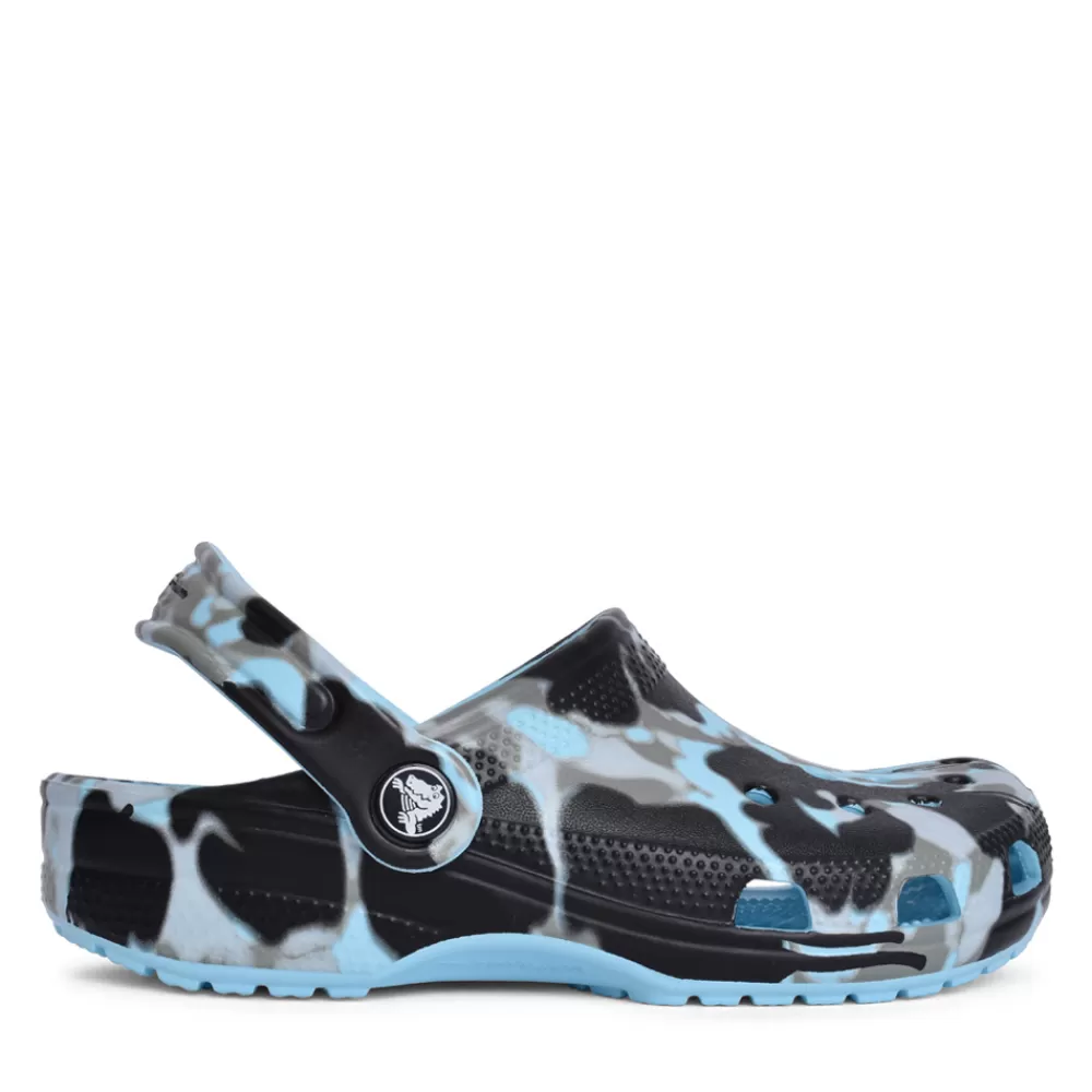 Kids CROCS Boys Toddler 208304 Classic Spray Camo Clog In Blue-Multi