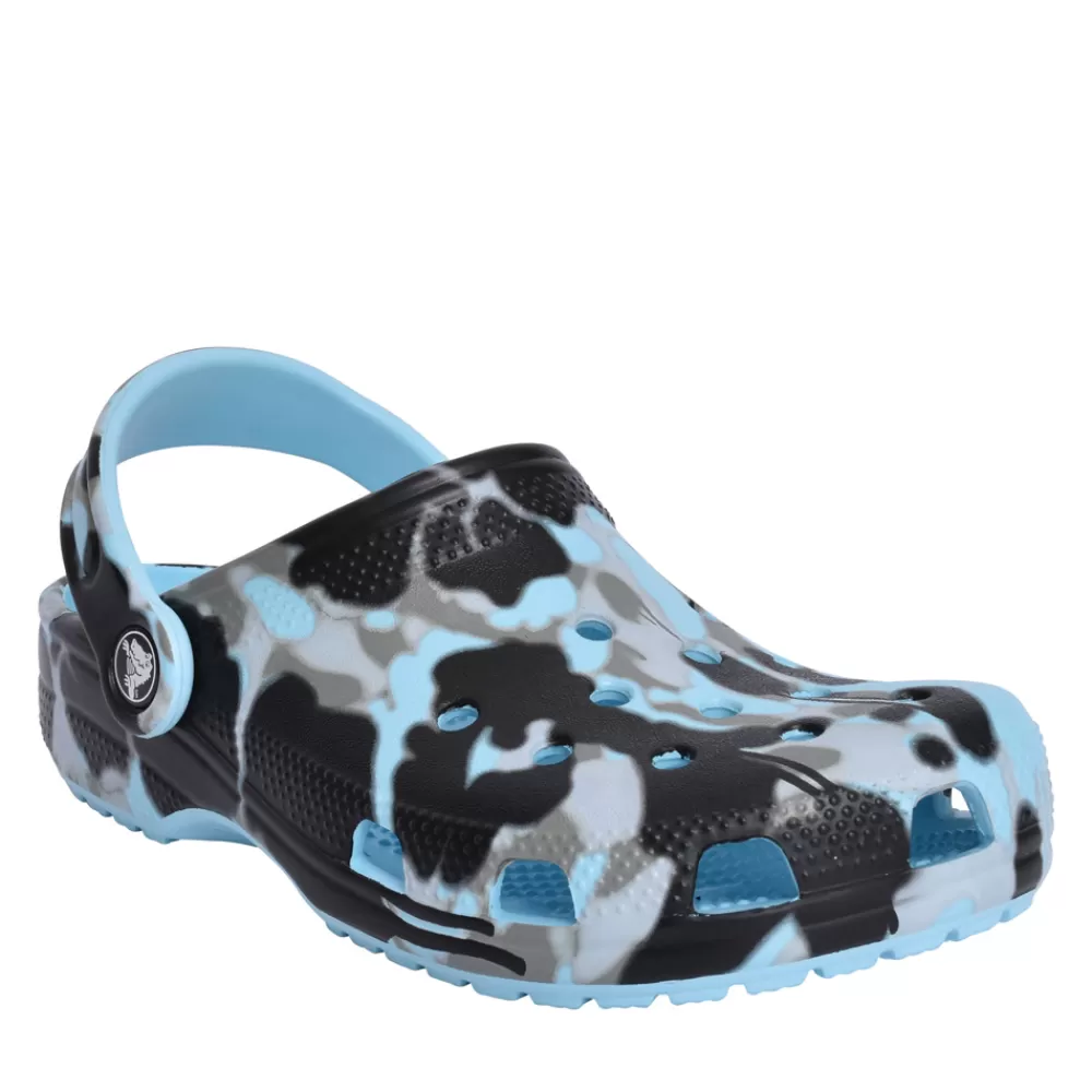 Kids CROCS Boys Toddler 208304 Classic Spray Camo Clog In Blue-Multi