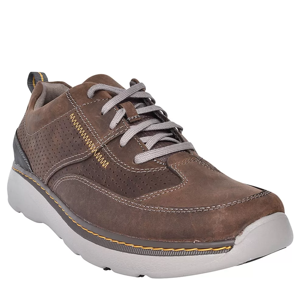 Mens CLARKS Charton Mix Dark Brown Leather G Fit Shoe In Dark Brown