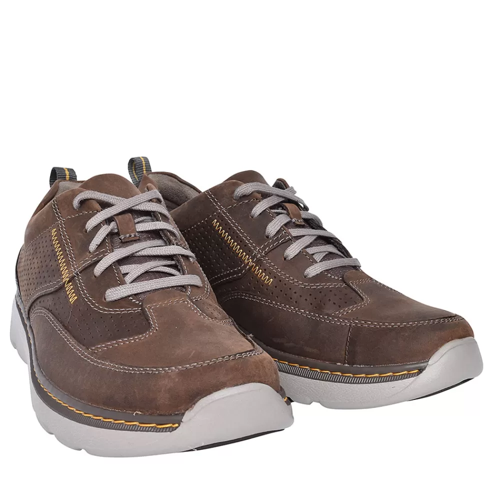 Mens CLARKS Charton Mix Dark Brown Leather G Fit Shoe In Dark Brown