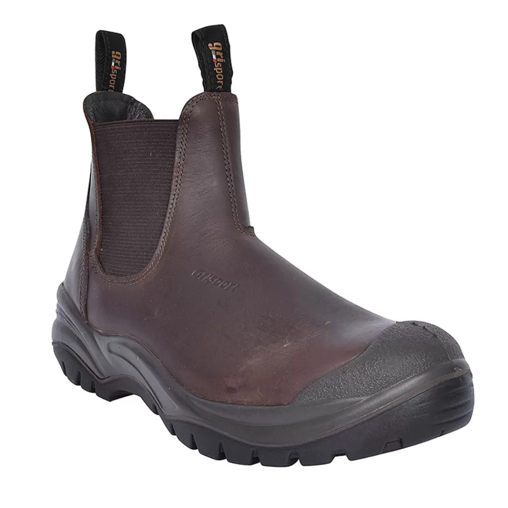 Mens GRISPORT Chukka Slip On Safety Boots For Men In Brown