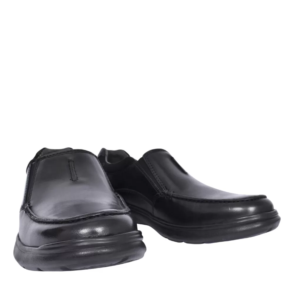 Mens CLARKS Cotrell Free Leather H Fit Slip On Shoe For Men In Blk Leather