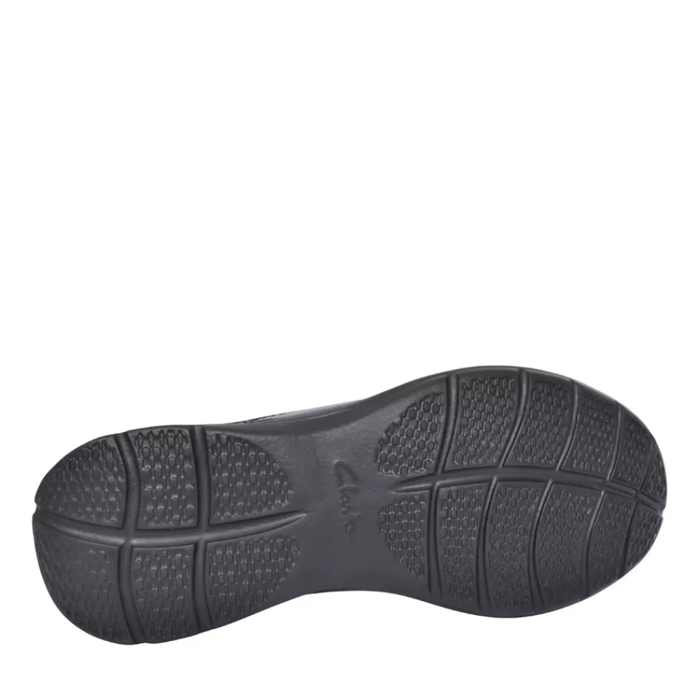 Mens CLARKS Cotrell Free Leather H Fit Slip On Shoe For Men In Blk Leather