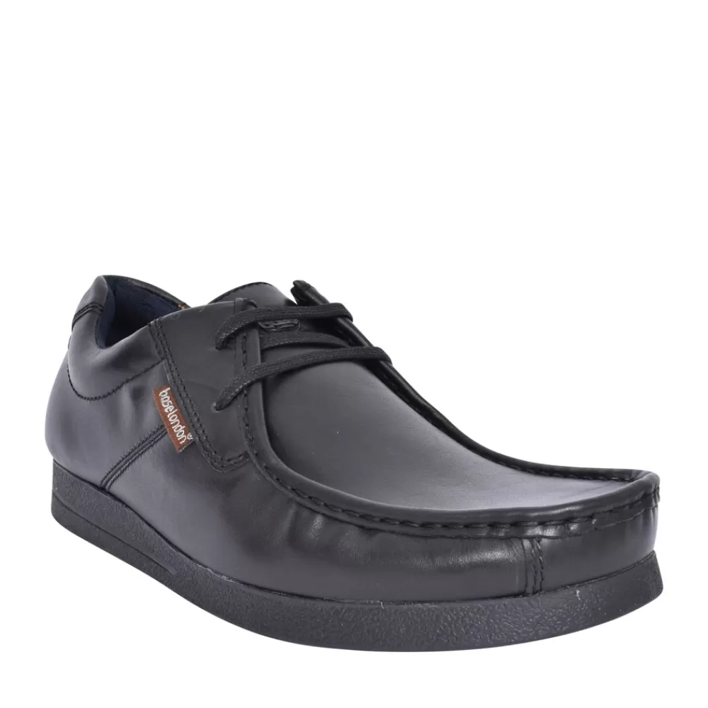 Mens BASE LONDON Event Casual Laced Moccasin Shoe For Men In Black