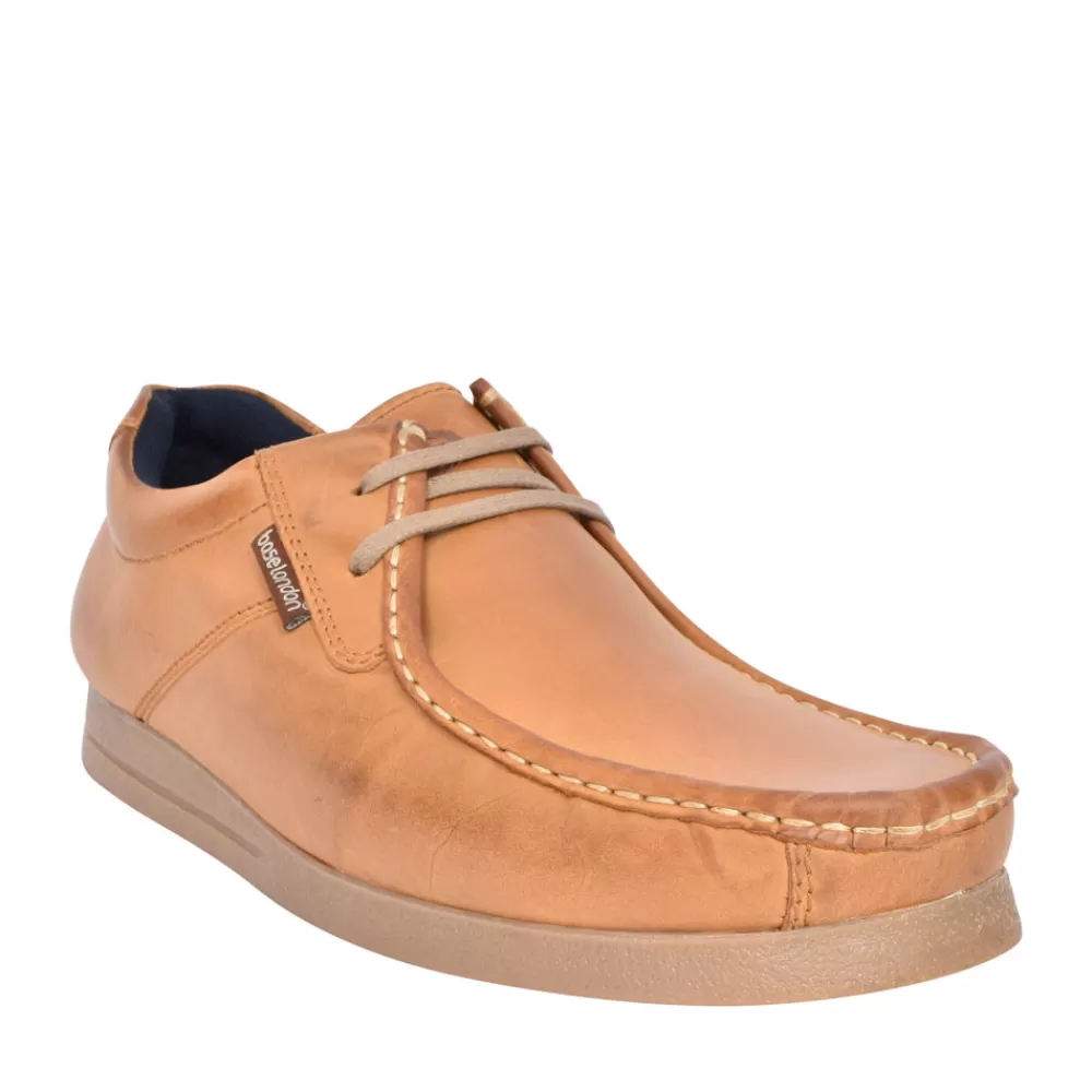 Mens BASE LONDON Event Casual Laced Moccasin Shoe For Men In Tan