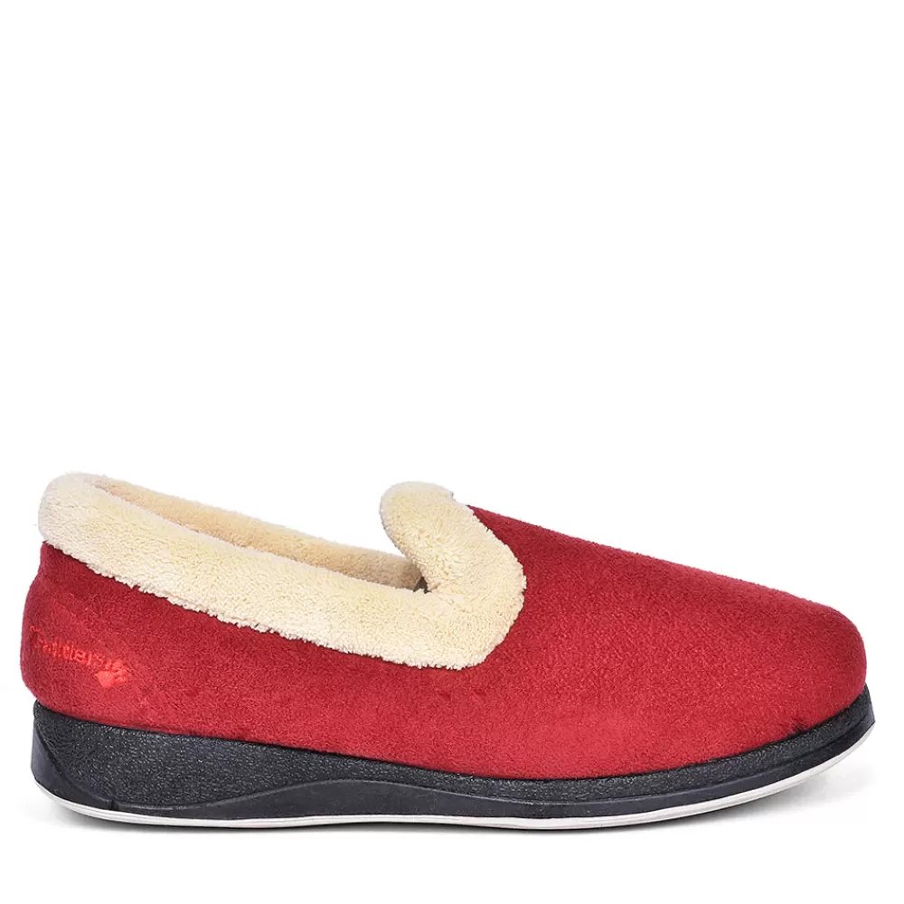 Ladies PADDERS Fur Trim Full Slipper For Ladies In Red