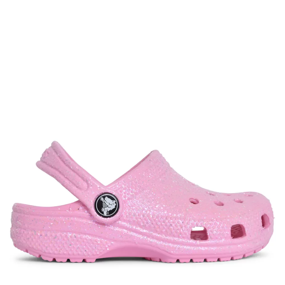 Kids CROCS Girls 206993 Classic Glitter Clog In Pink