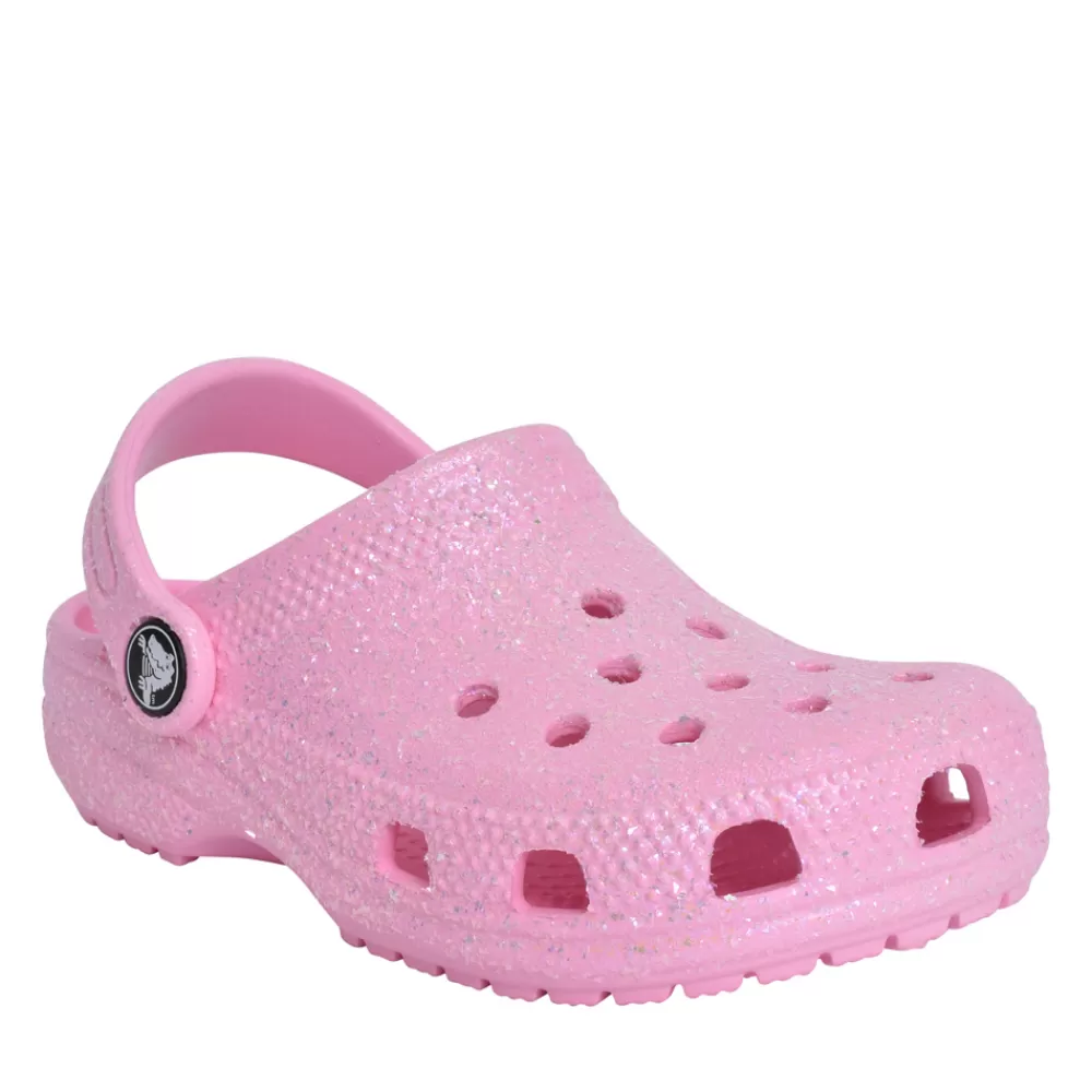 Kids CROCS Girls 206993 Classic Glitter Clog In Pink