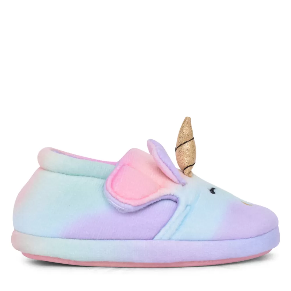 Kids CLARKS Girls Fluffy Snug K Multicolour Slipper In Kids F Fit