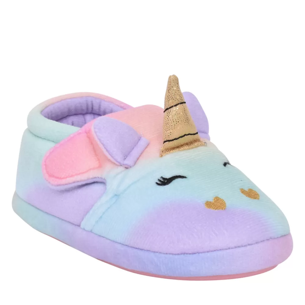 Kids CLARKS Girls Fluffy Snug K Multicolour Slipper In Kids F Fit
