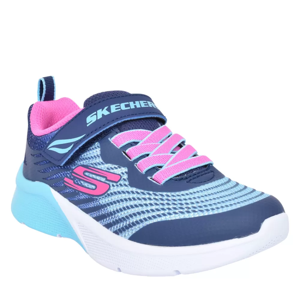 Kids SKECHERS Girls Micro Spec Rejoice Racer Velcro Trainer In Navy