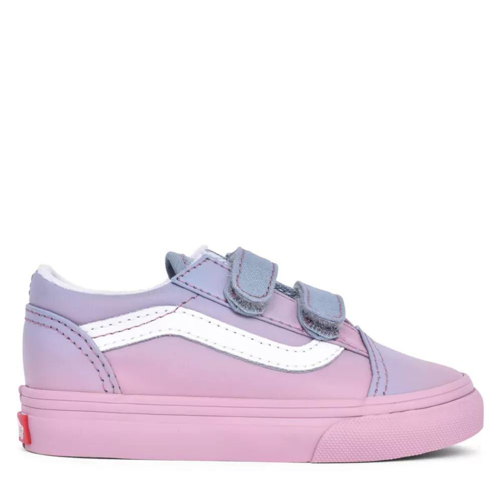 Kids VANS Girls Old Skool 2 Velcro Shoe In Lilac