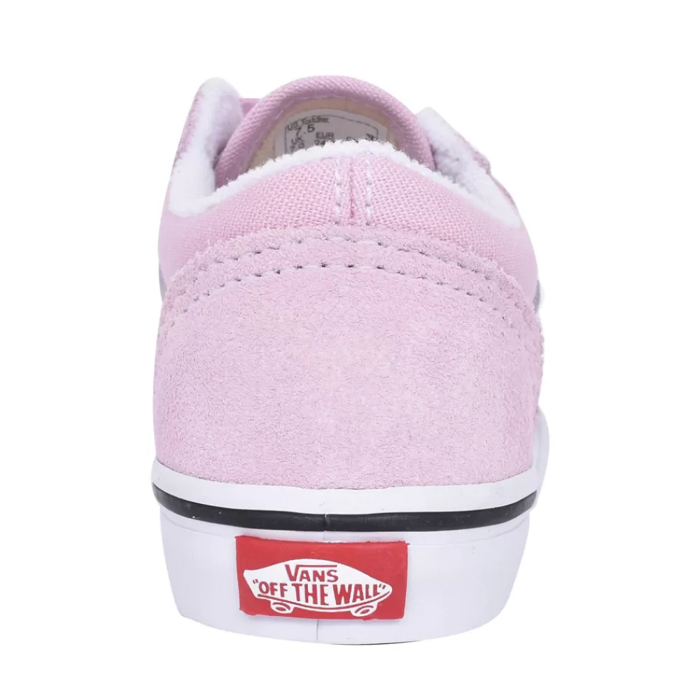 Kids VANS Girls Old Skool V Casual Double Velcro Trainer In Lavender