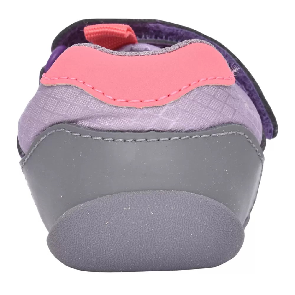 Kids CLARKS Girls Roamer Sport Purple Combi Velcro Shoe In Kids F Fit