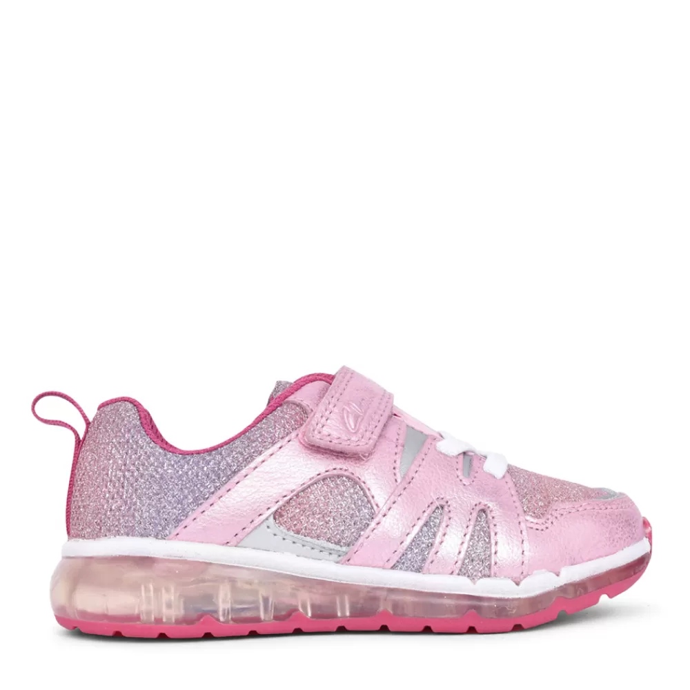 Kids CLARKS Girls Spark Sparky Pink Interest Trainer In Kids F Fit