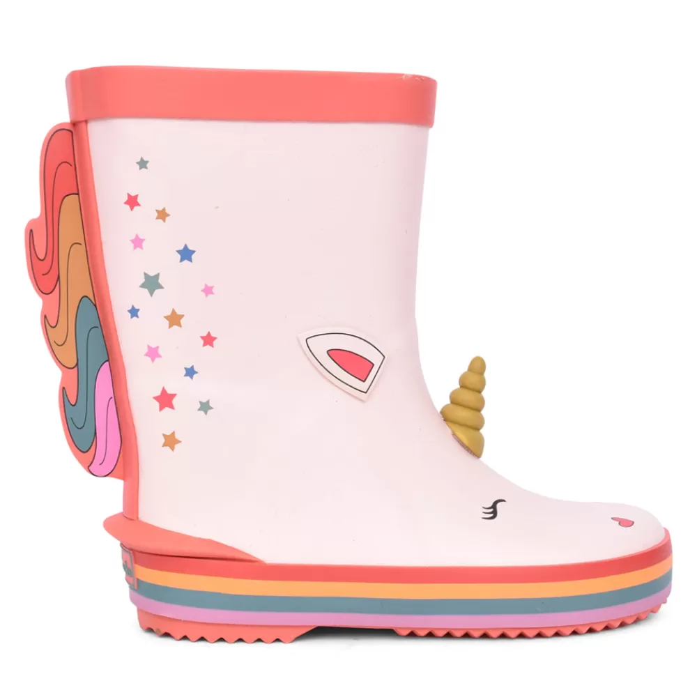 Kids CLARKS Girls Tarri Run T Pink Combi Welly Boot In Kids G Fit