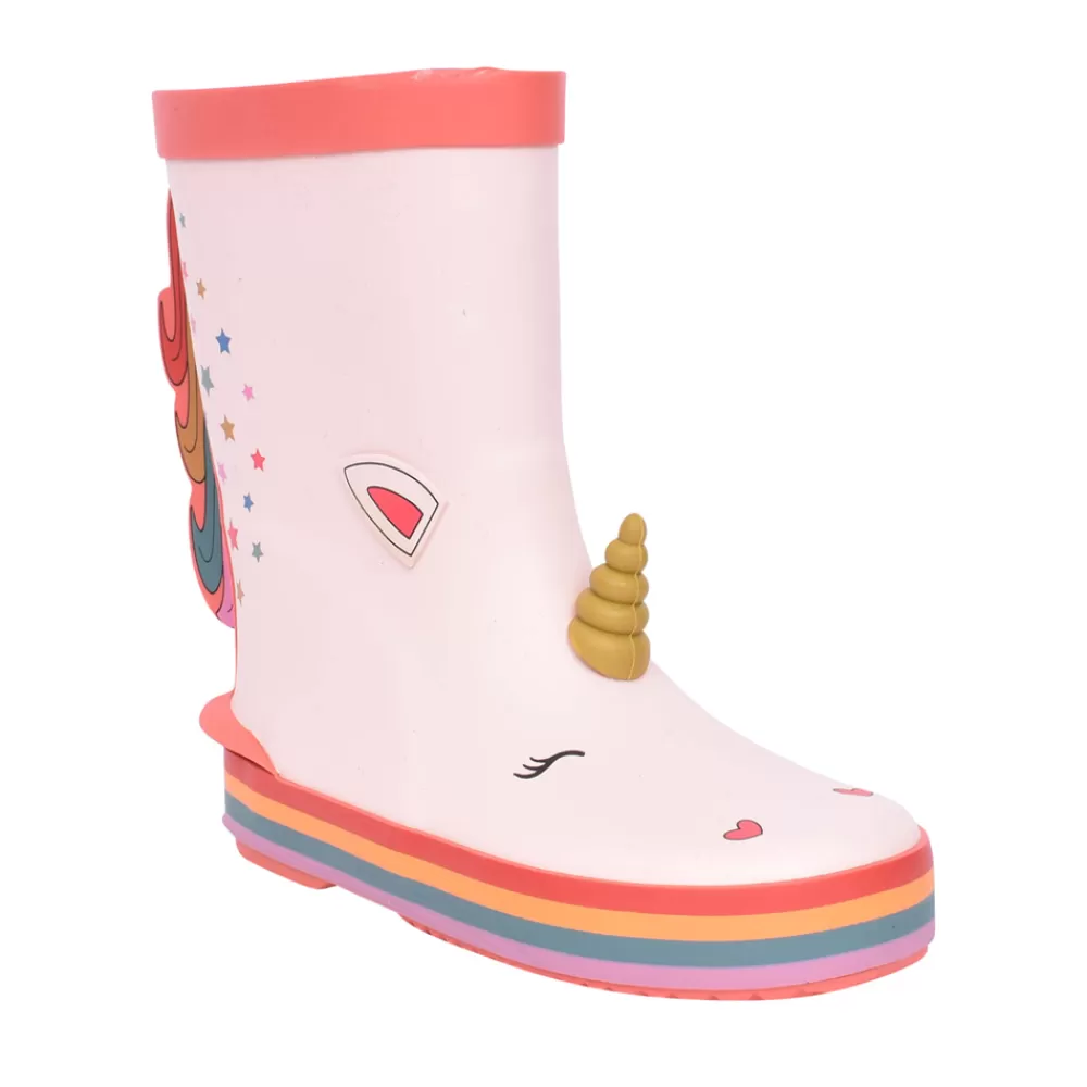 Kids CLARKS Girls Tarri Run T Pink Combi Welly Boot In Kids G Fit