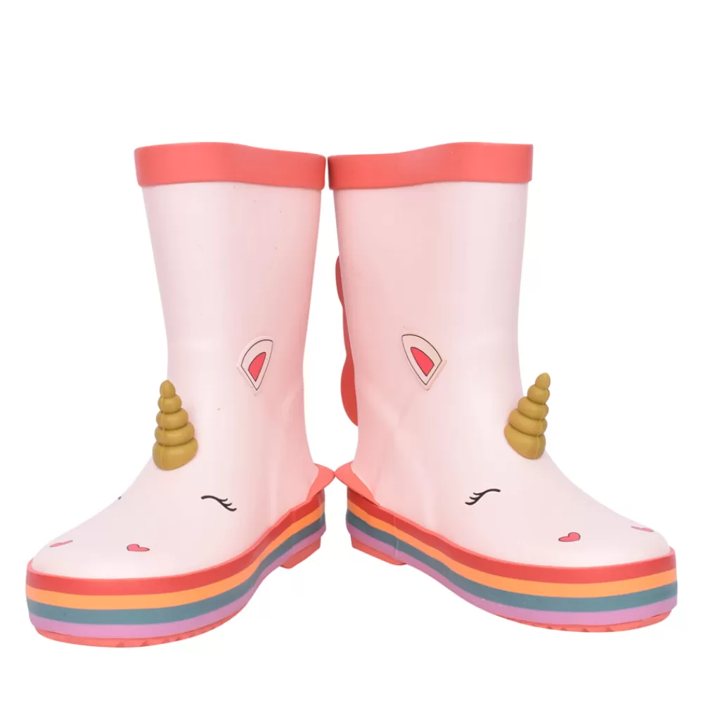 Kids CLARKS Girls Tarri Run T Pink Combi Welly Boot In Kids G Fit