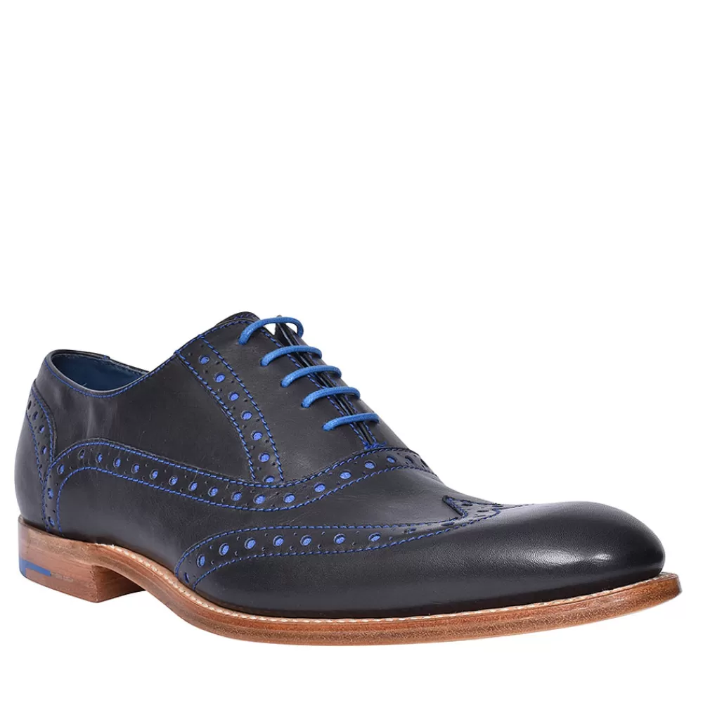 Mens BARKER Grant Leather Brogues For Men In Navy