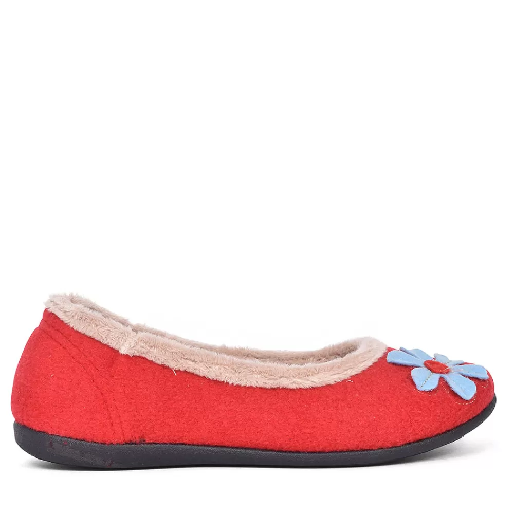 Ladies PADDERS Happy Flower Slipper For Ladies In Red