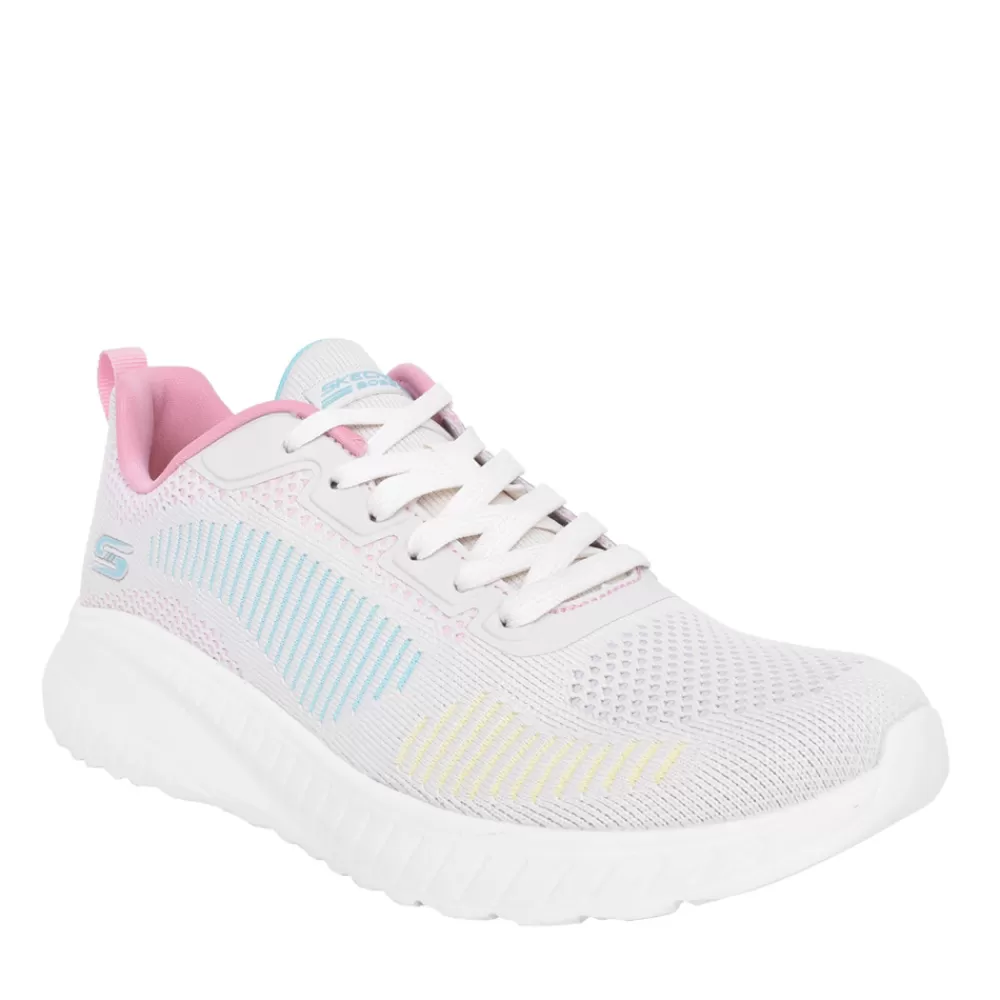 Ladies SKECHERS Ladies 117208 Bobs Squad Chaos Trainer In White