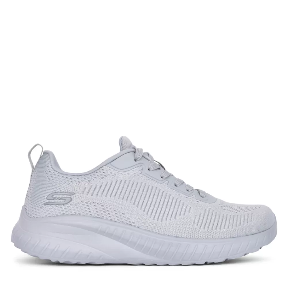 Ladies SKECHERS Ladies 117209 Bobs Sport Squad Trainer In Light Grey