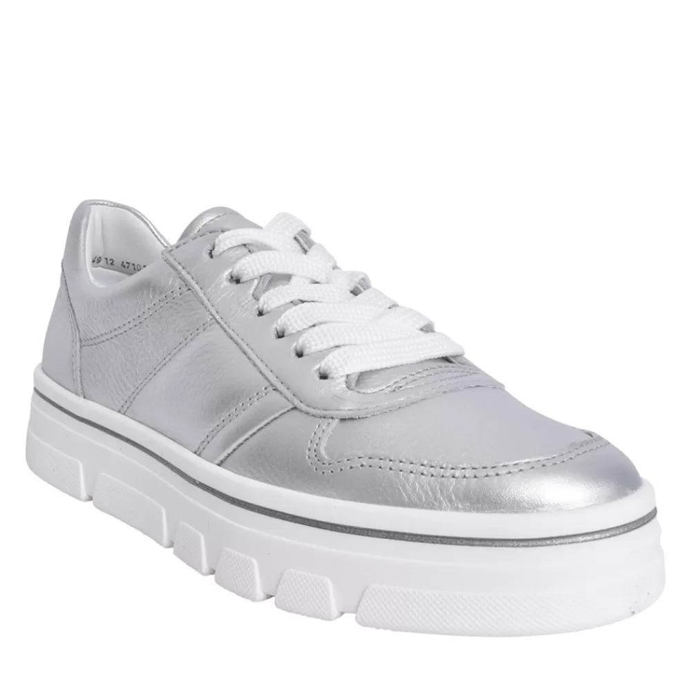 Ladies ARA Ladies 12-47101 Laced Trainer In Silver