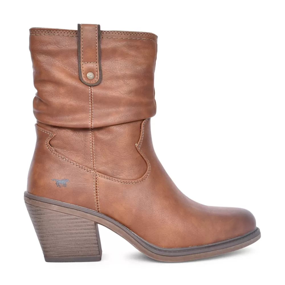 Ladies MUSTANG Ladies 1479501 Medium Heel Calf Boot In Cognac