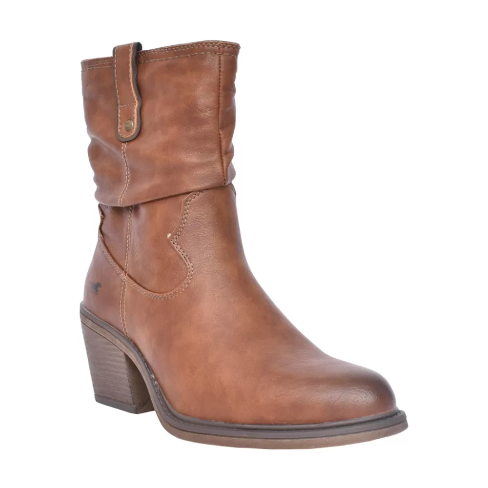 Ladies MUSTANG Ladies 1479501 Medium Heel Calf Boot In Cognac