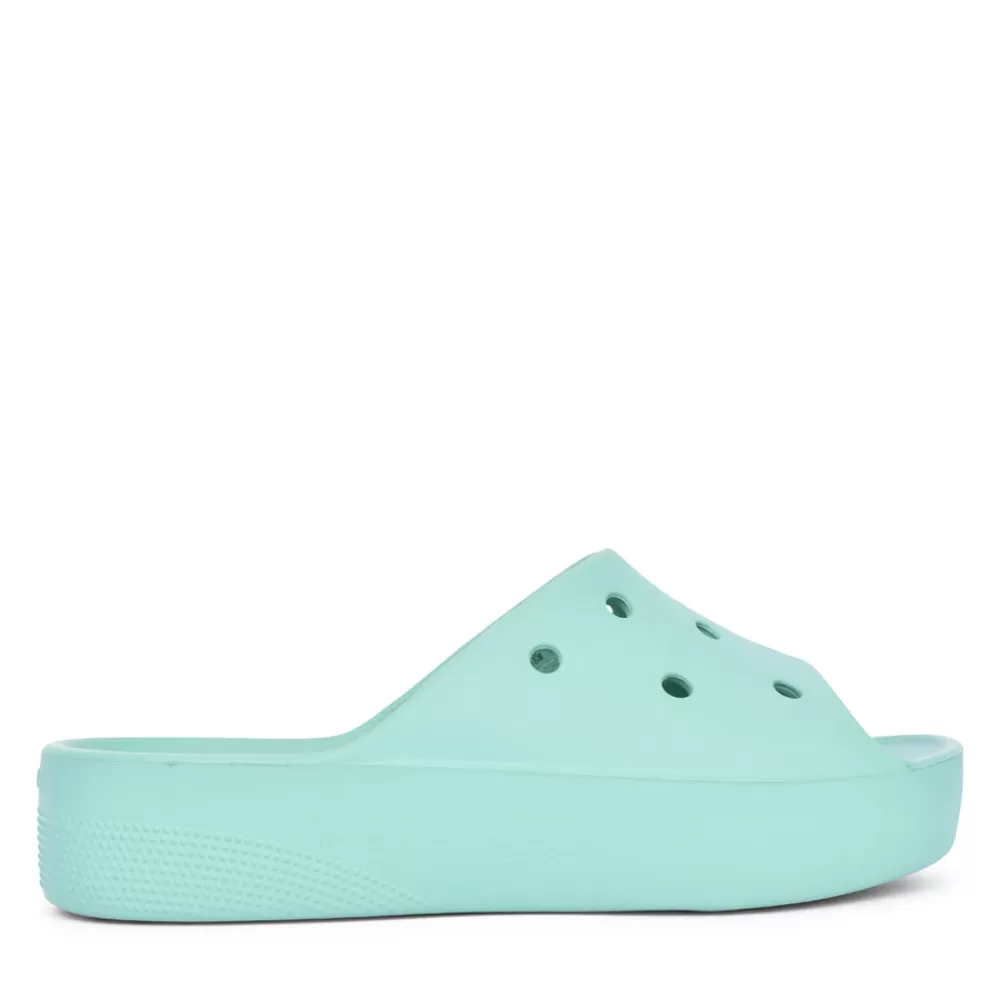 Ladies CROCS Ladies 208180 Classic Platform Slide In Jade