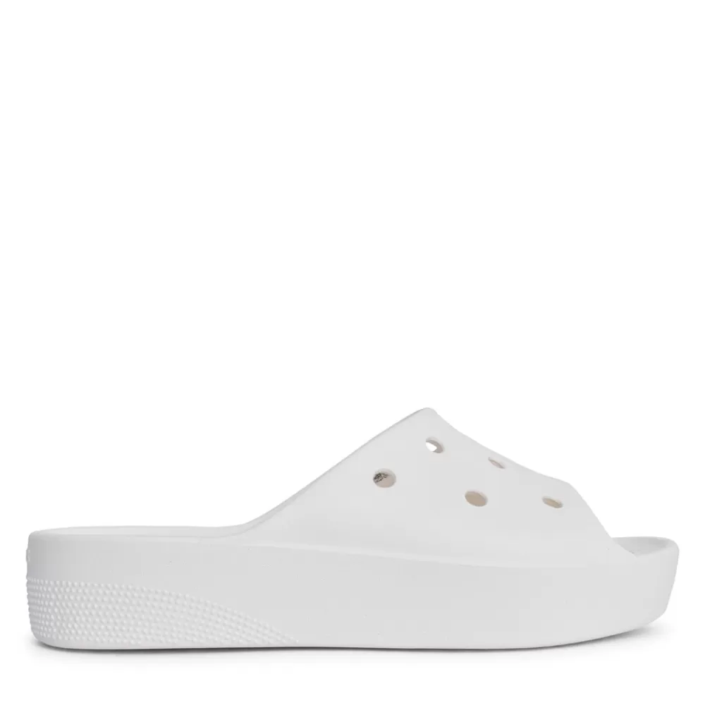 Ladies CROCS Ladies 208180 Classic Platform Slide In White