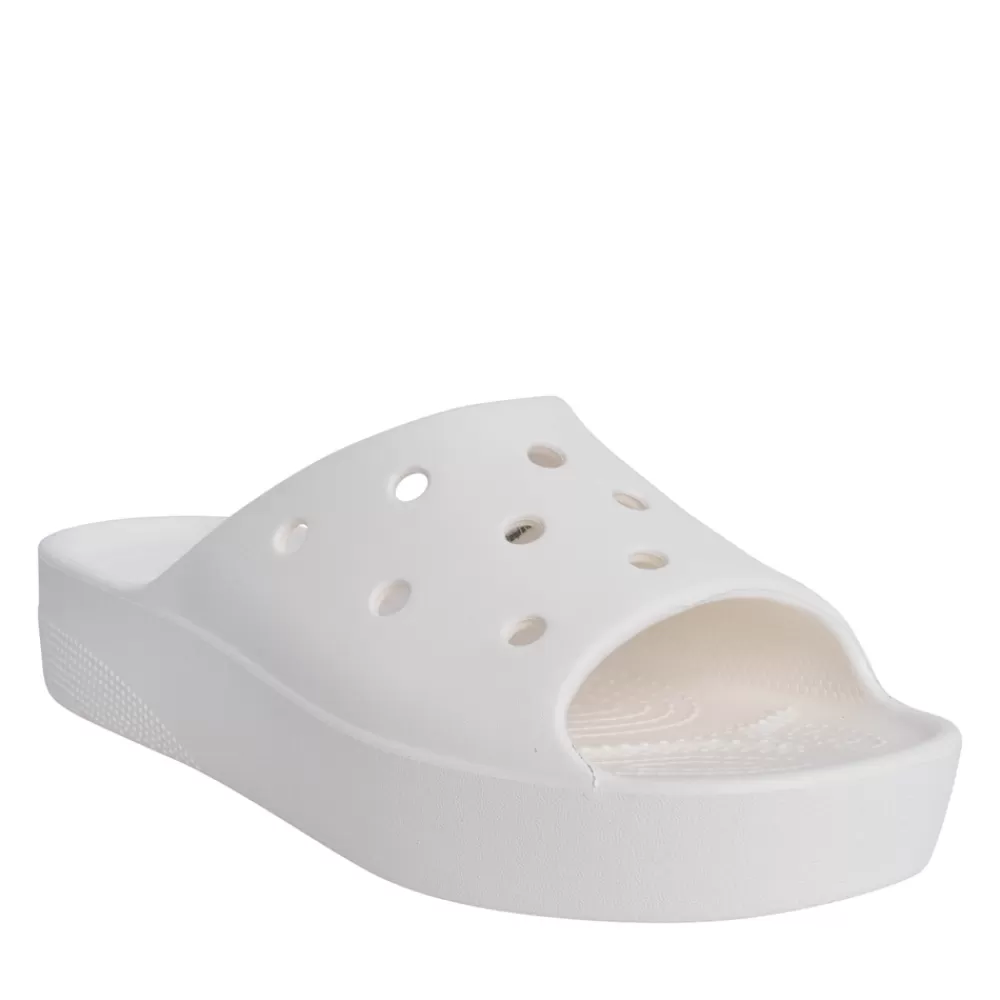 Ladies CROCS Ladies 208180 Classic Platform Slide In White