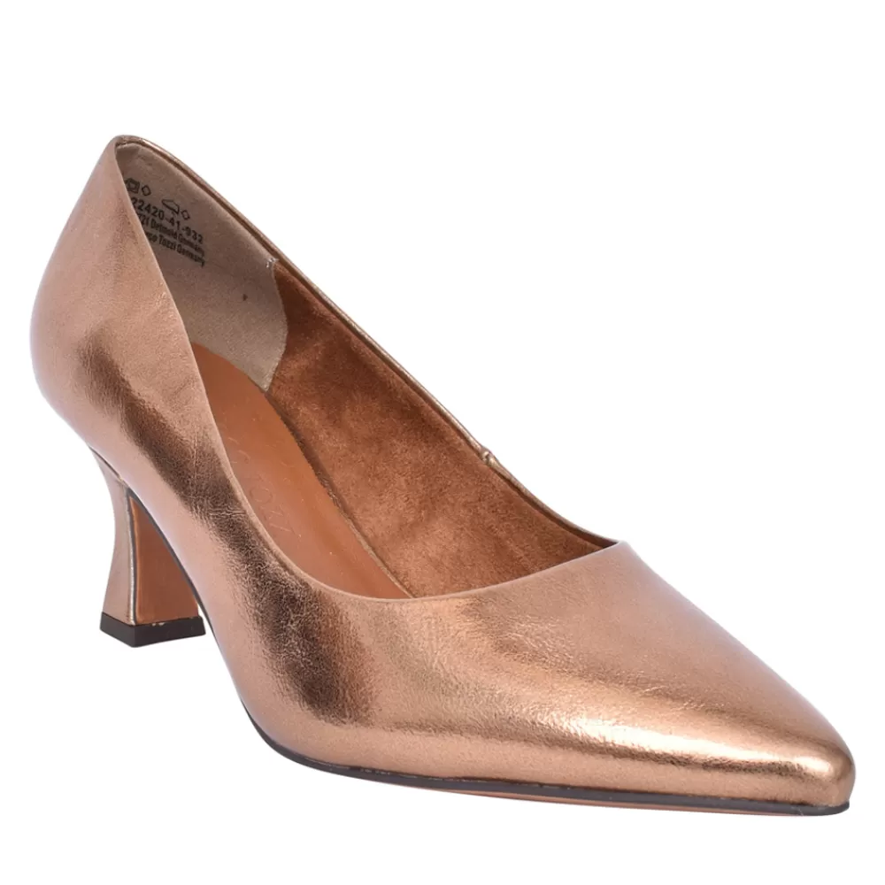 Ladies MARCO TOZZI Ladies 2-22420 High Heel Court Shoe In Bronze