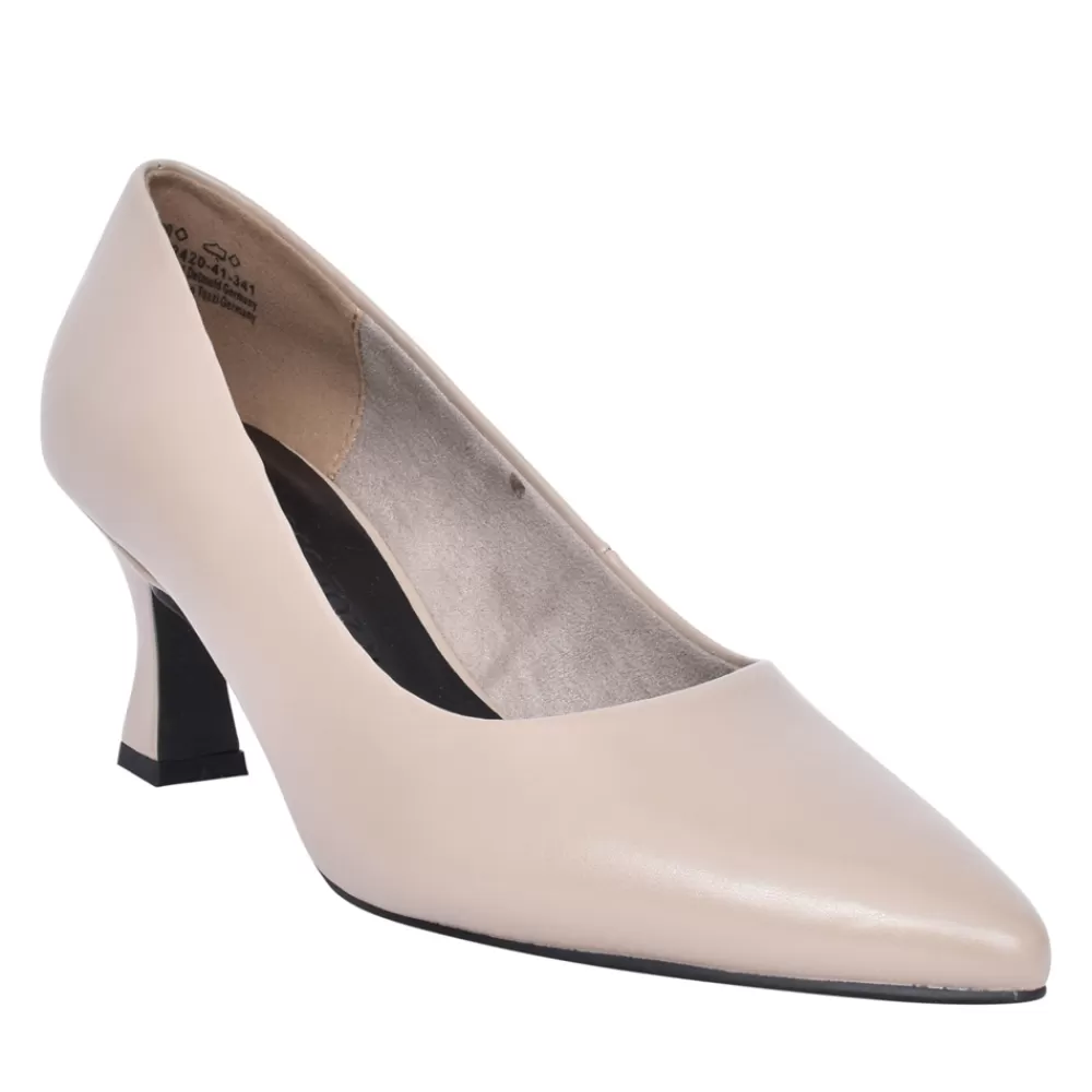 Ladies MARCO TOZZI Ladies 2-22420 High Heel Court Shoe In Taupe