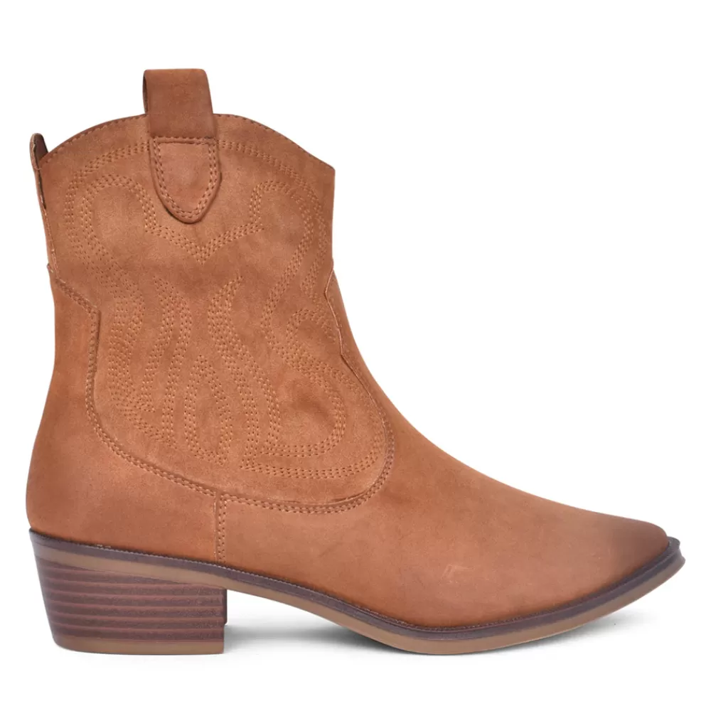 Ladies MARCO TOZZI Ladies 2-25081 Slip-On Ankle Boot In Cognac