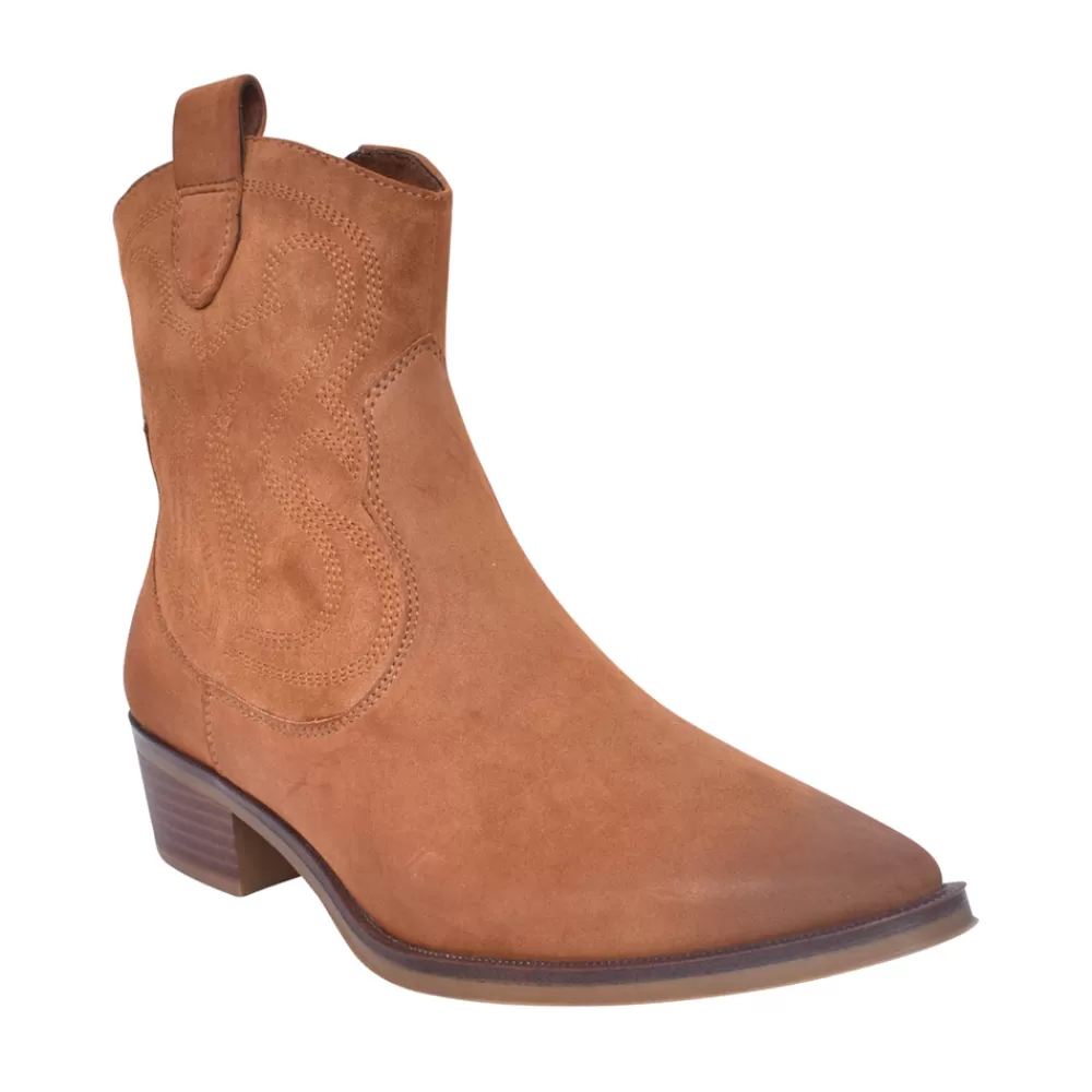 Ladies MARCO TOZZI Ladies 2-25081 Slip-On Ankle Boot In Cognac