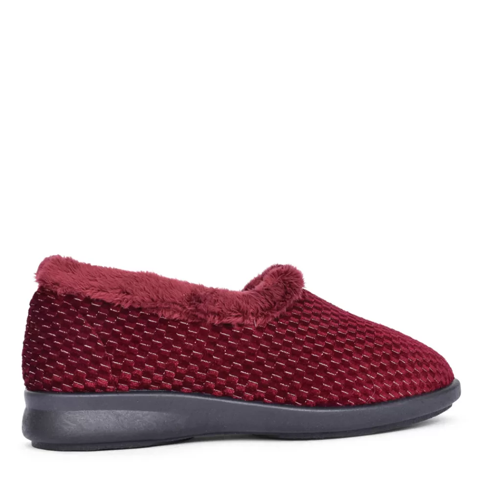 Ladies EASY B Ladies 2V Extra Wide Betsy Slipper In Burgandy