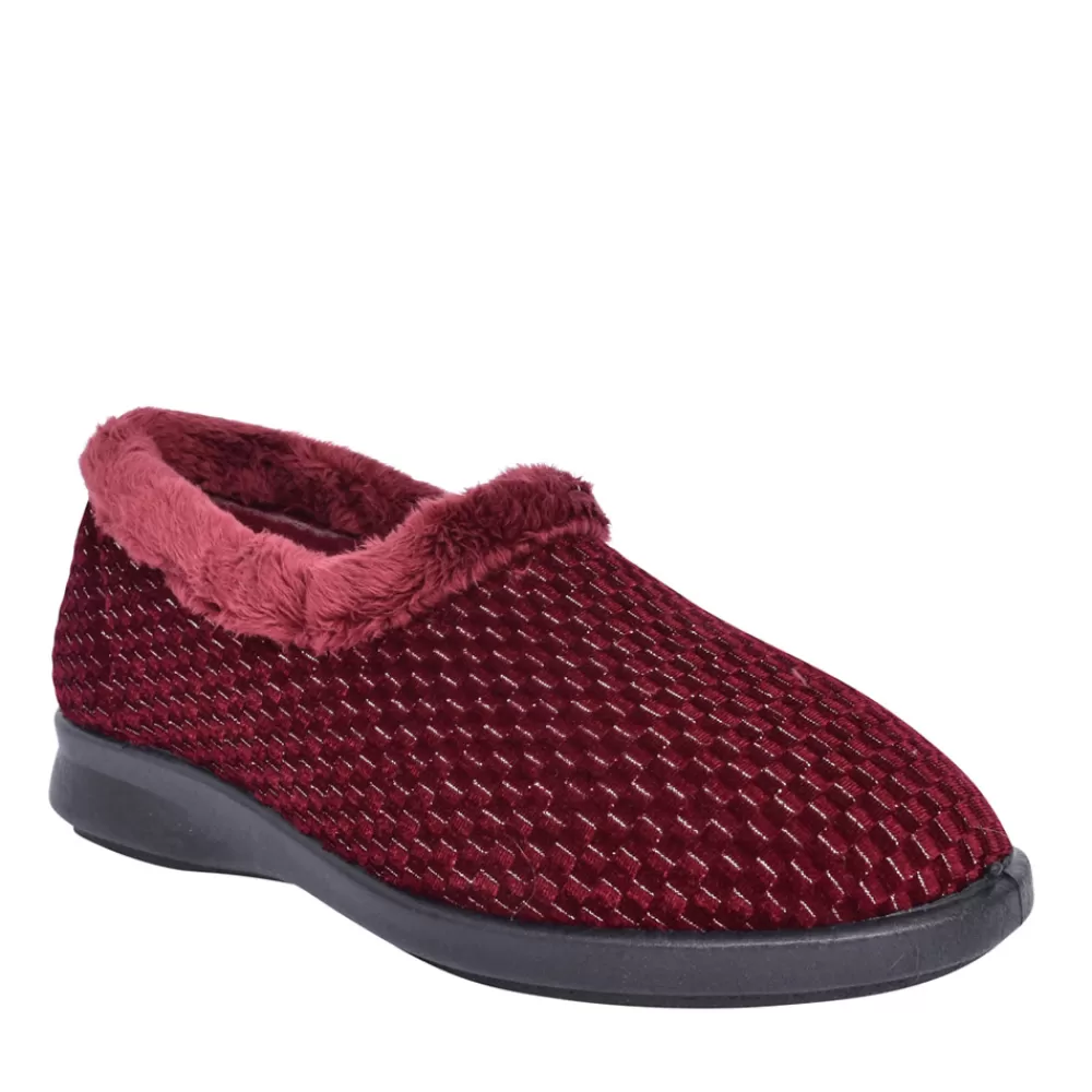 Ladies EASY B Ladies 2V Extra Wide Betsy Slipper In Burgandy