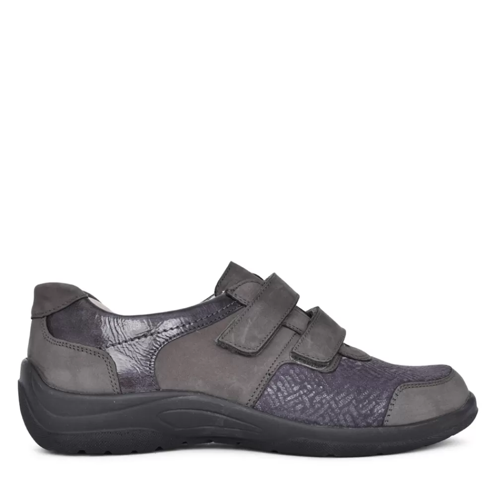 Ladies WALDLAUFER Ladies 312H01 Charcoal Hesna Velcro Shoe In Charcoal