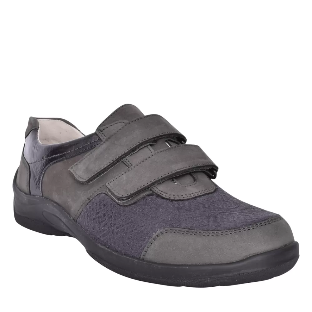 Ladies WALDLAUFER Ladies 312H01 Charcoal Hesna Velcro Shoe In Charcoal