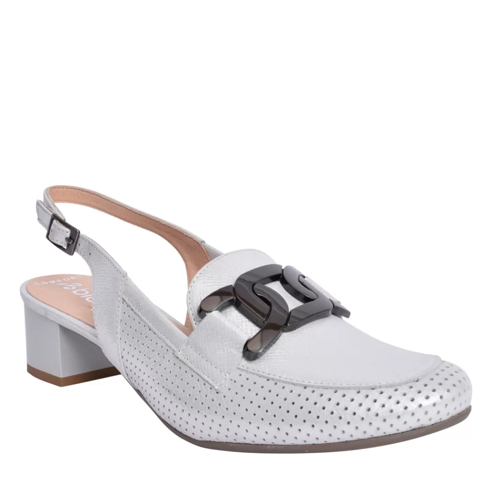 Ladies BIOECO Ladies 3963 Sling Back Court Shoe In Silver