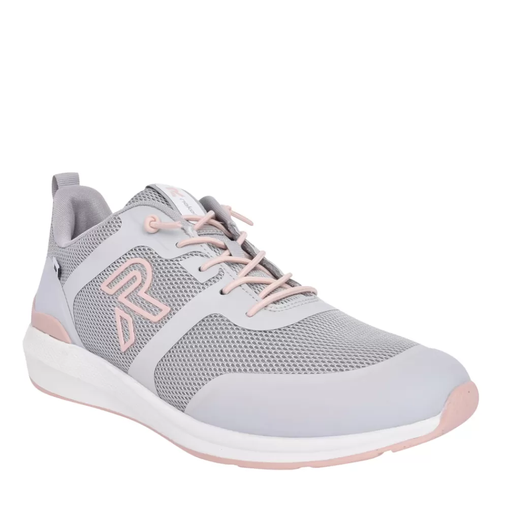 Ladies RIEKER Ladies 40102 Laced Trainer In Grey