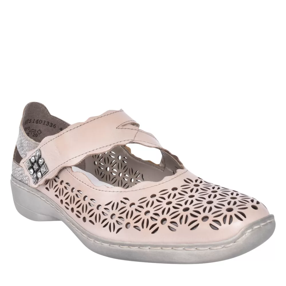 Ladies RIEKER Ladies 413G4 Velcro Shoe In Beige