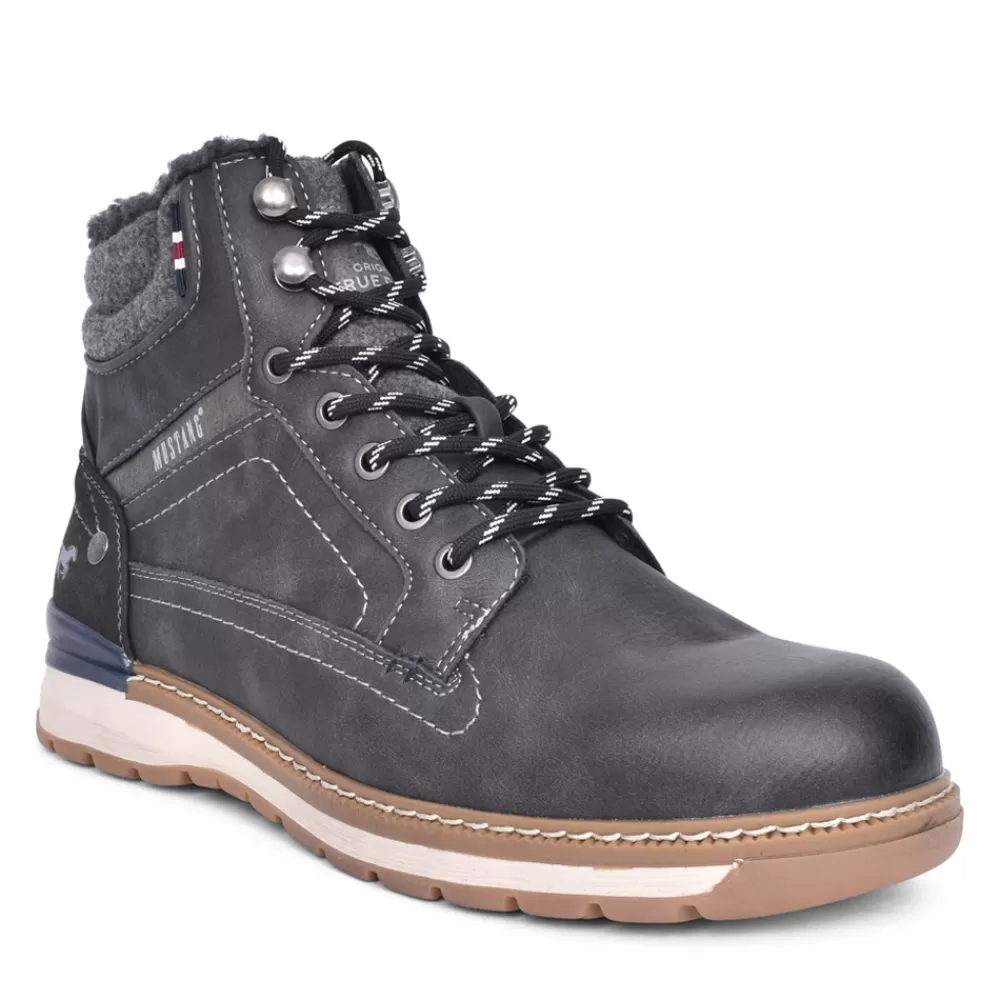 Mens MUSTANG Ladies 4141602 Laced Ankle Boot In Dark Grey