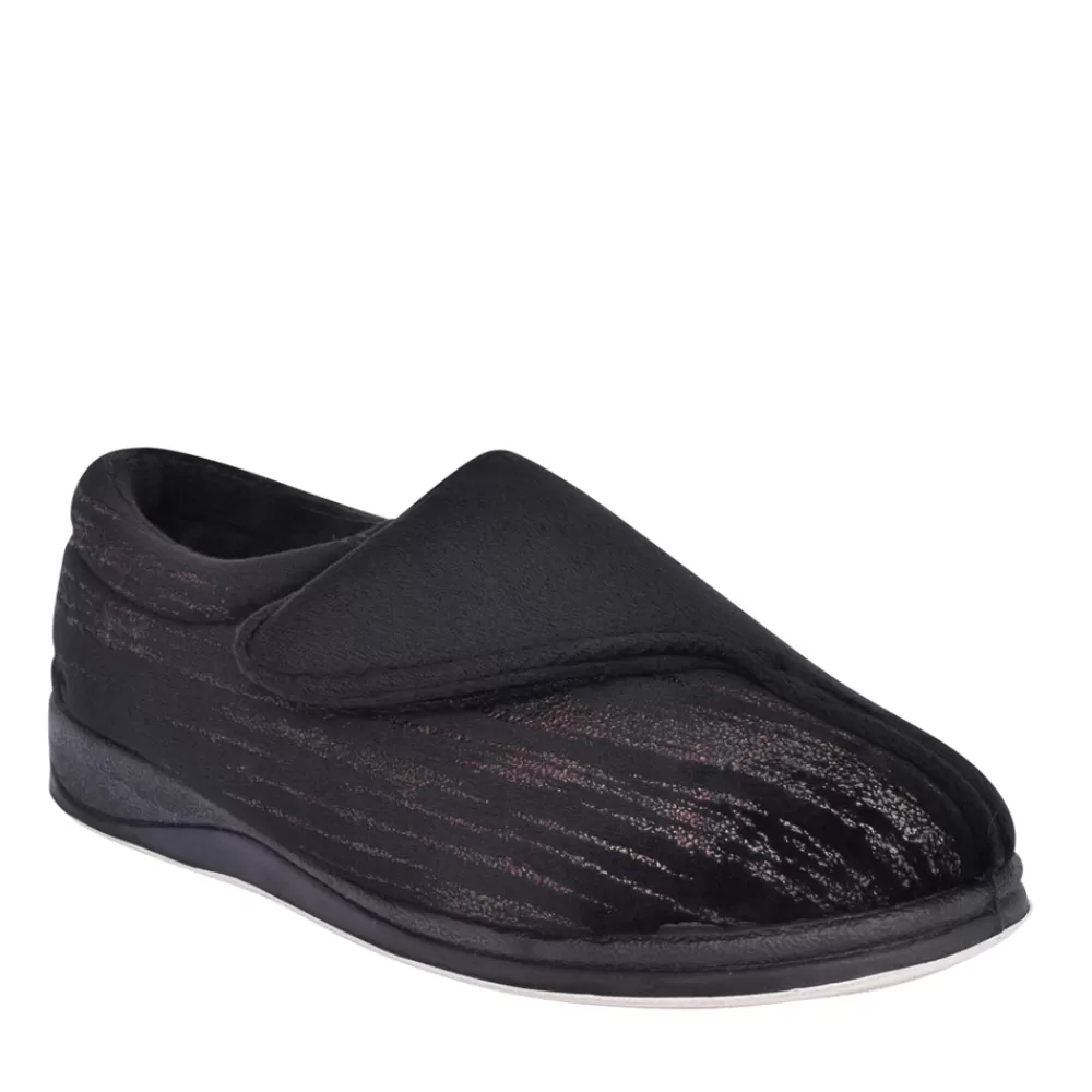 Ladies PADDERS Ladies 424N Hug Wide Fit Slipper In Black